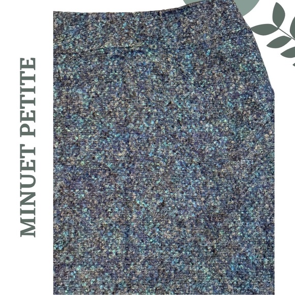 Minuet Petite Tweed Wool Skirt – UK Size 12 / Euro 38 / US 8 Blue Green Boucle - Picture 3 of 5